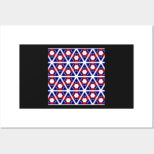 Stars and Stripes Honeycomb Pattern Red White Blue Posters and Art